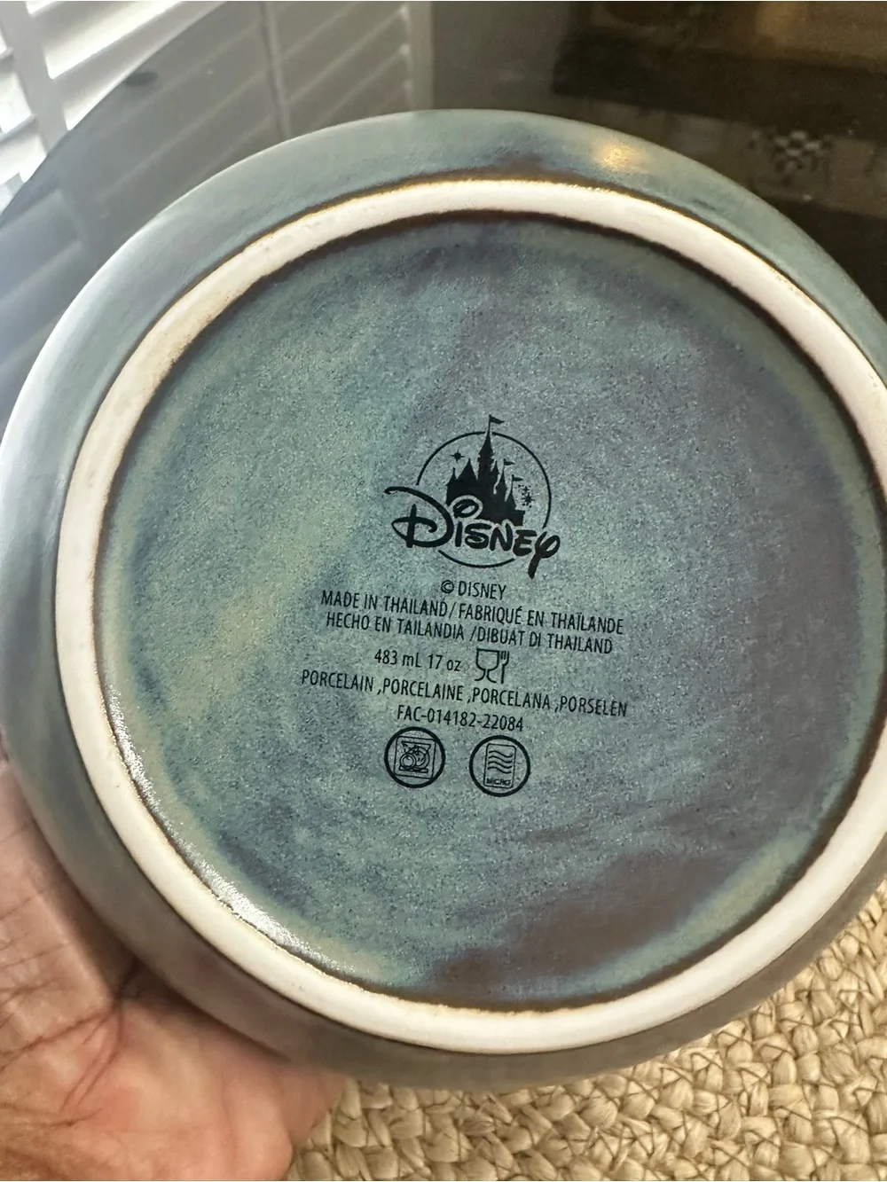 Haunted Mansion Ceramic pet Bowl with Madam Leota Design in Sea Green and Gray